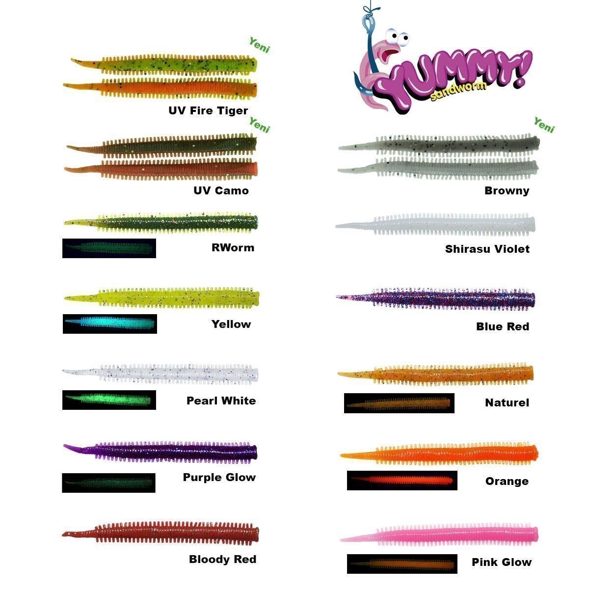 FUJIN Yummy Sandworm 7cm LRF Silikonu - Blue Red